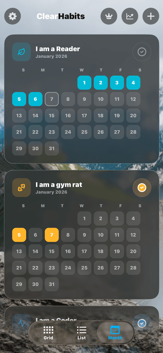 PureHabits Month View