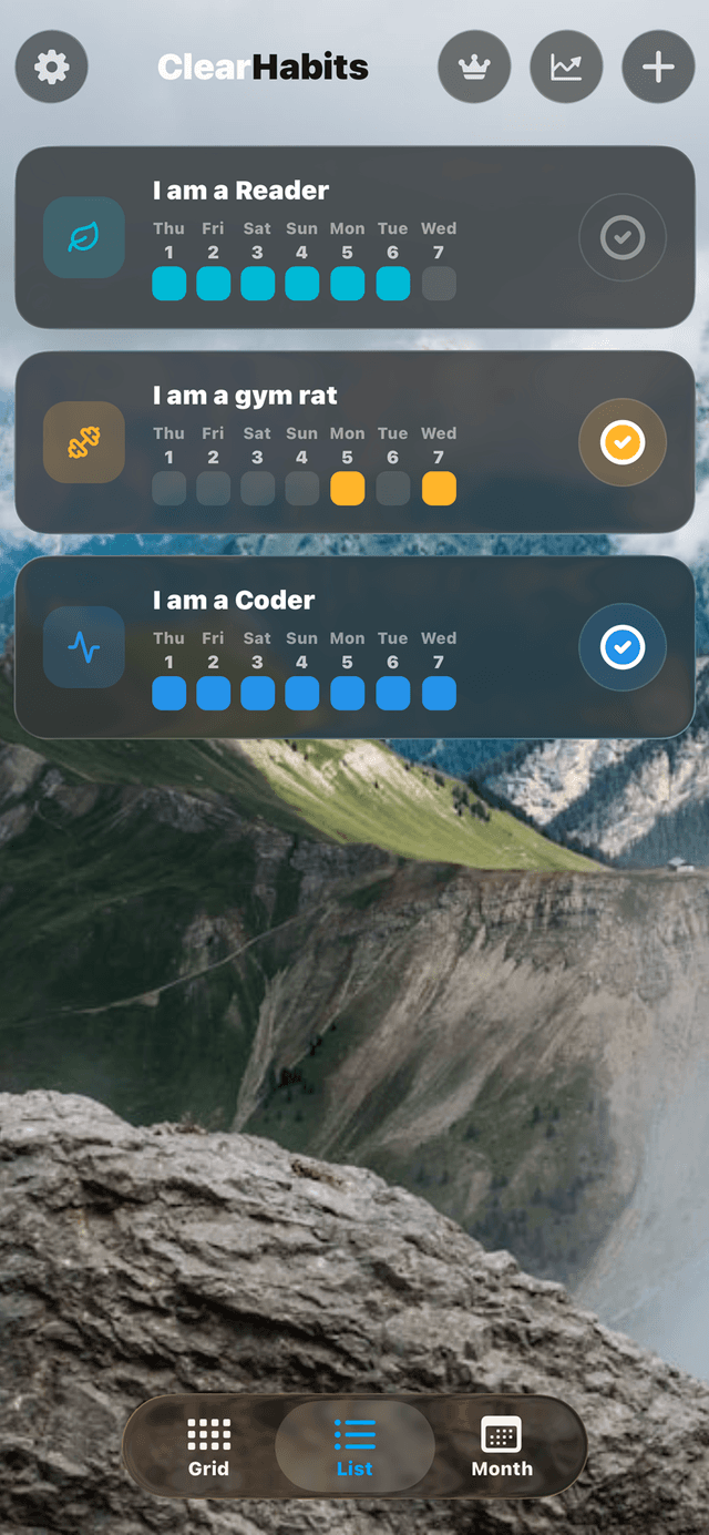 PureHabits Week View